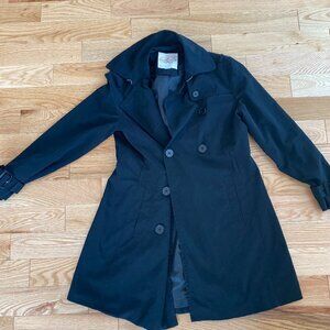 Black Buttoned Trench Coat
